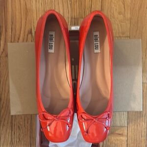 Red Patent Leather Ballet Flats with Bow